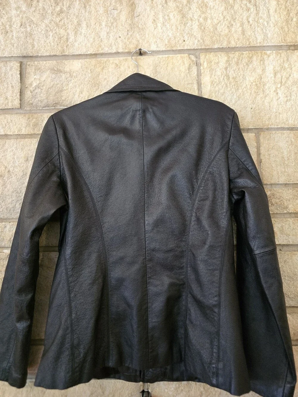 Y2K Women's Black Leather Jacket - Classic Zip Front - Picture 5 of 7